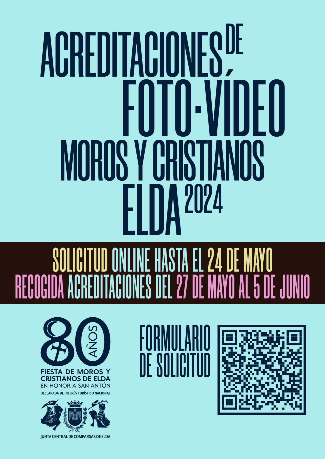 Cartel proceso de acreditaciones para fotografía y vídeo Moros y Cristianos Elda 2024