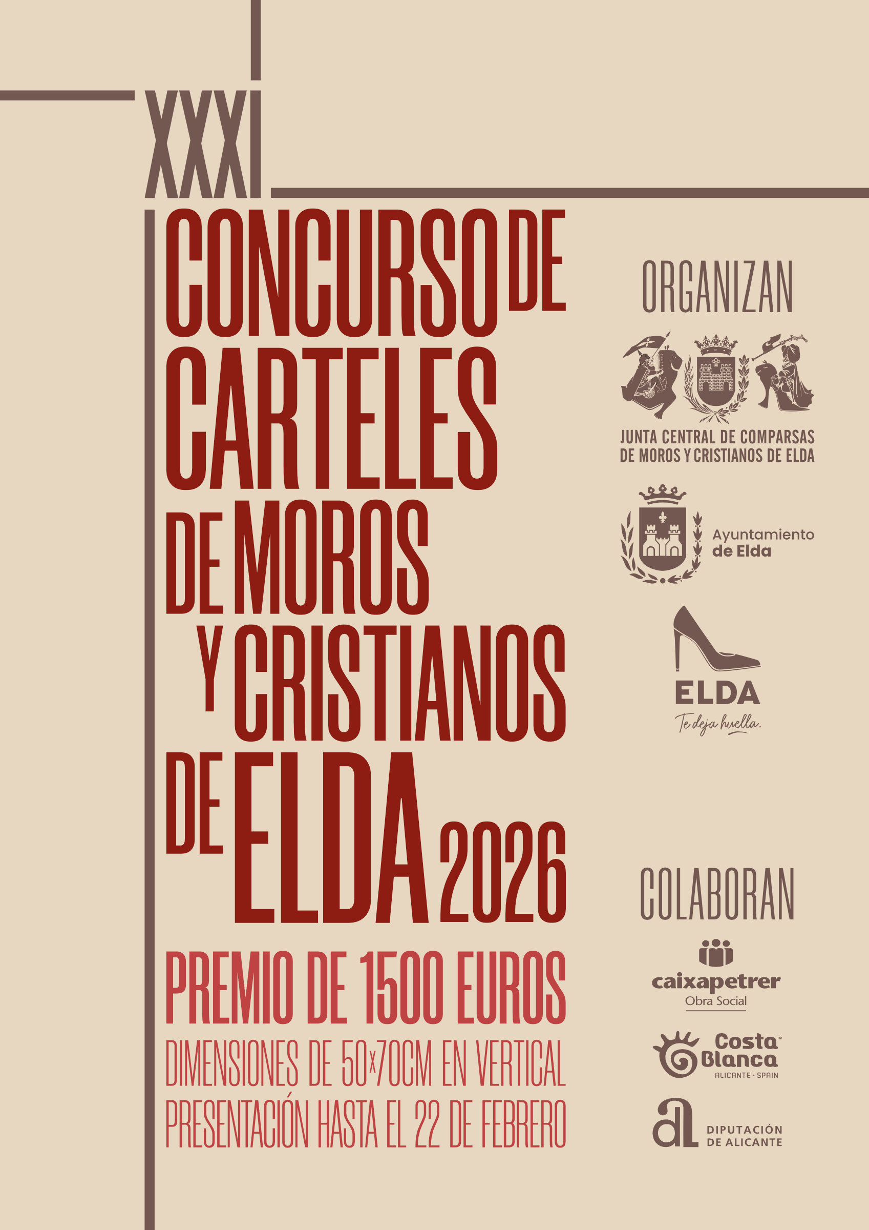 Cartel anunciador XXXI Concurso de Carteles de Moros y Cristianos de Elda 2026