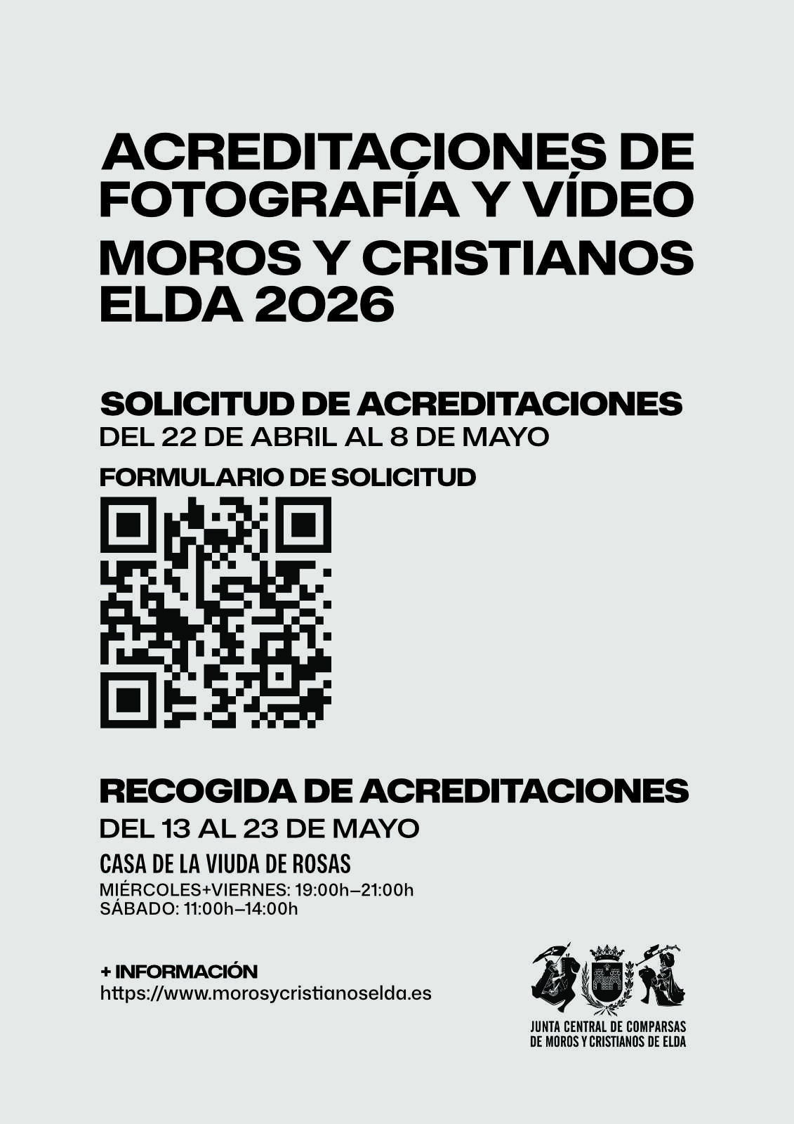 Cartel anunciador proceso solicitud de acreditaciones para fotografia y vídeo Moros y Cristianos Elda 2026